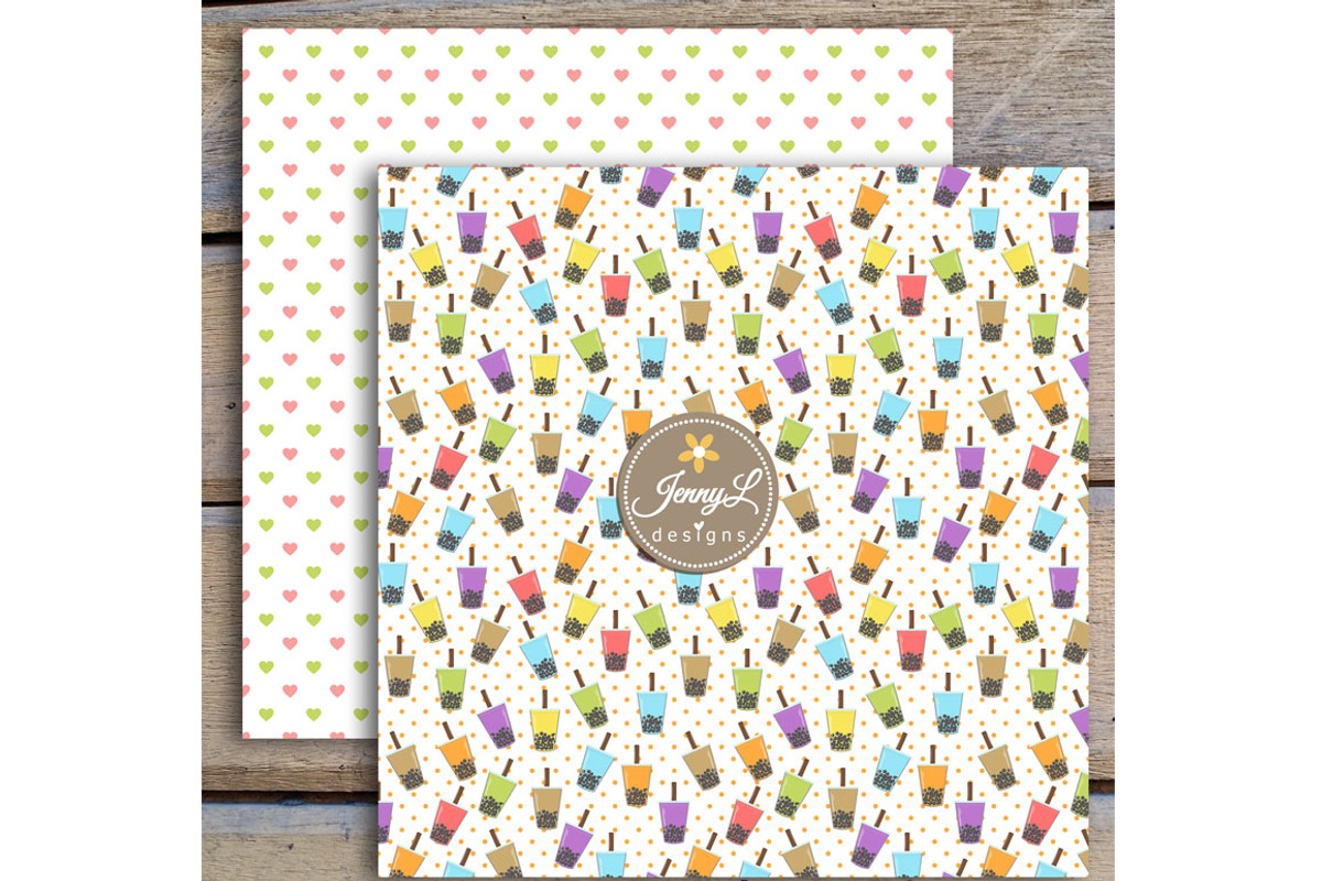 Milk Tea Digital Papers and Clipart, a Pattern Graphic by JennyL Designs (Photo 5 of 8)