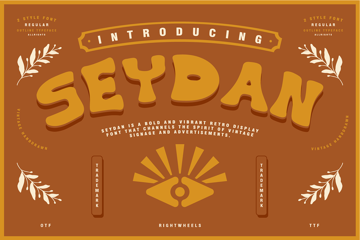 SEYDAN - Retro Display Font, a Font by Rightwheels (Photo 1 of 10)