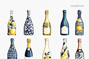 Champagne Charm -Watercolor clipart, a Decorative Illustration by ThaismotaCreativeCo (Thumbnail 2 of 6)