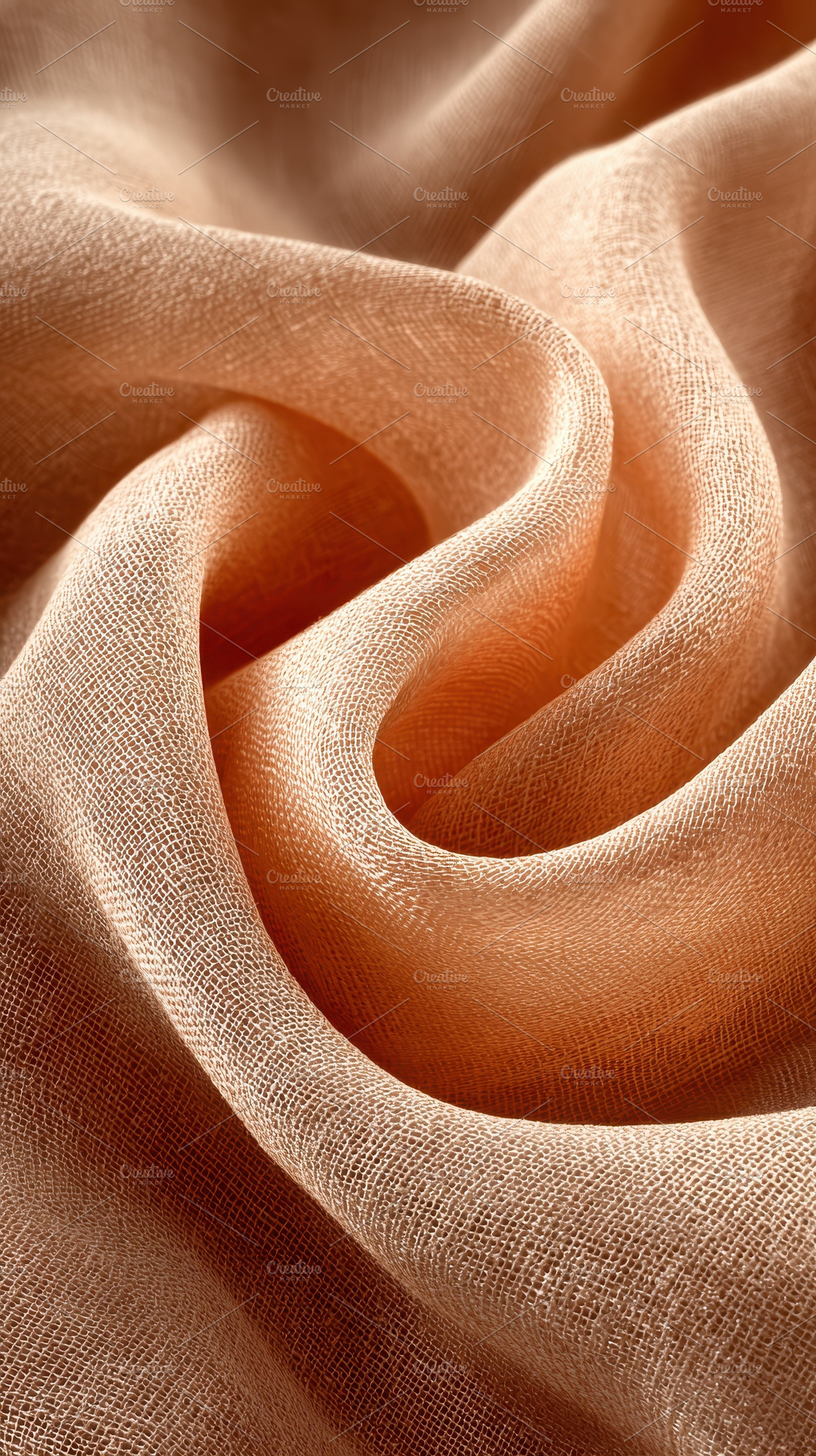 Elegant Peach-Colored Fabric Draped, an Abstract Photo by Pixeness Studio