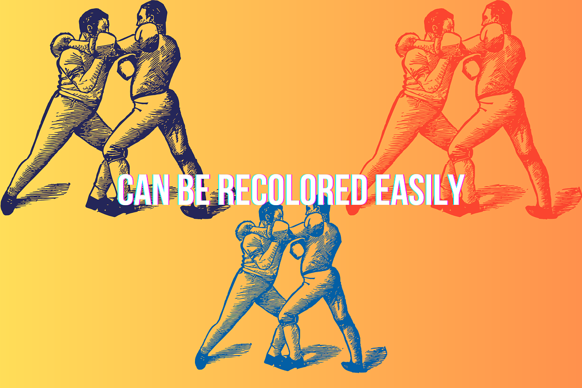 Boxing Men From 1950's. Vector Pack, an Illustration by TheBlackPixelCo (Photo 2 of 4)