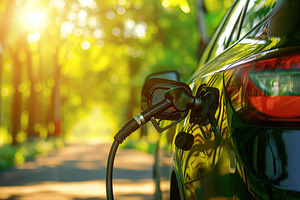 Fuel gun fueling car with petrol at gas station, a Transportation Photo by AlyaAnd