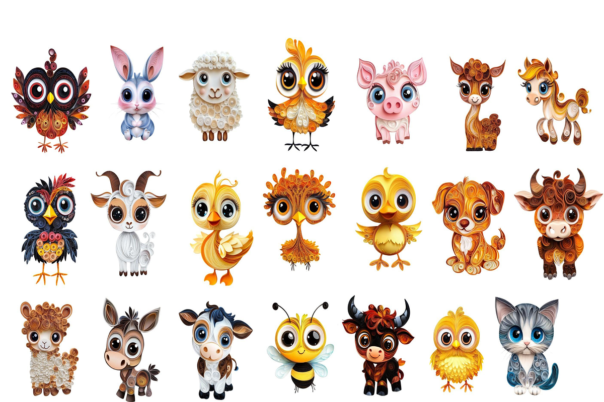 Animal Quilled Paper Clipart Bundle, an Animal Illustration by PrintablesByFranklyn (Photo 6 of 10)