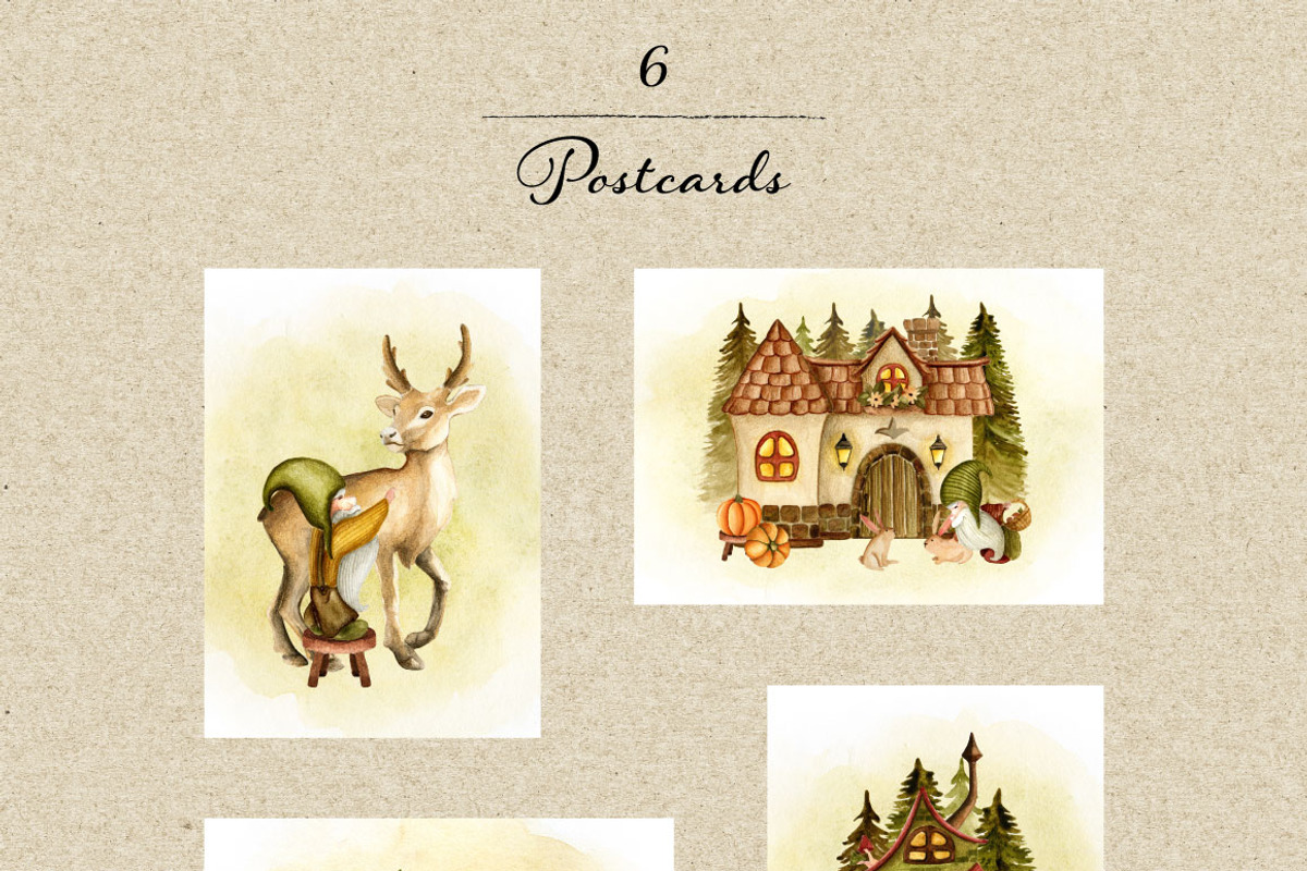 Forest gnomes. Watercolor set, an Object Graphic by JuliaBadeeva (Photo 9 of 10)