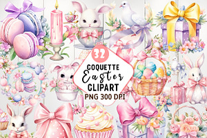 Watercolor Coquette Easter Clipart, an Illustration by Watercolor design