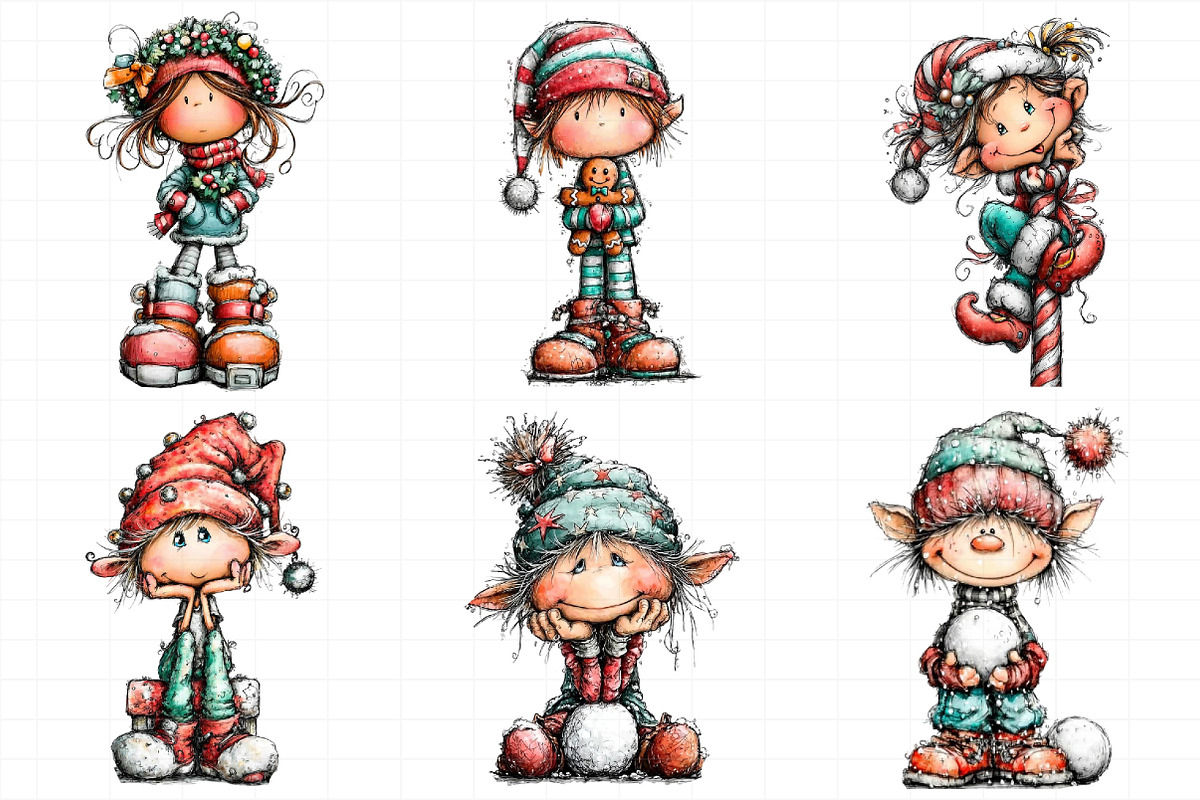 Whimsical Christmas Elf Clipart, an Illustration by Daily.Designs (Photo 4 of 5)