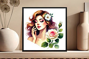 Spring White Roses and Woman Clipart, an Illustration by DreamCafeArt (Thumbnail 5 of 6)