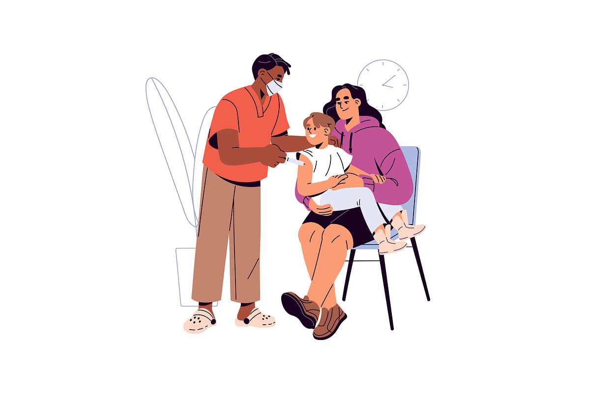 Pediatrician doctors examine kids, a Healthcare Illustration by PaperTrident (Photo 5 of 11)