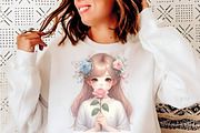 Watercolor Valentine Girls Clipart, an Illustration by SinaCreation (Thumbnail 8 of 10)