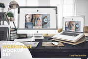 Workspace Mockup Set 4, a Mac Mockup by Best Pixels™ (Thumbnail 1 of 3)