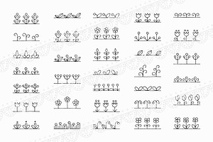 Handdrawn decorative floral brushes.