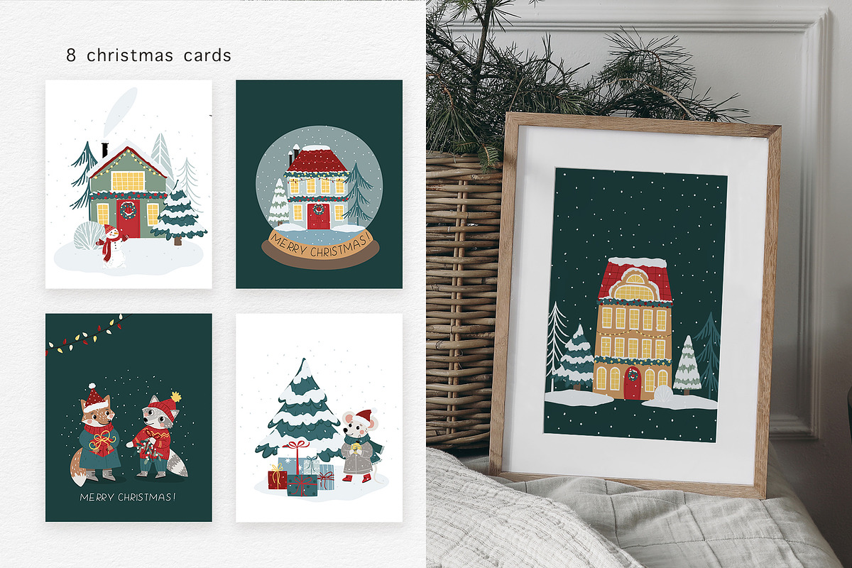 Christmas Houses Vector Clipart, a Seasonal Illustration by Jenny Quince (Photo 3 of 9)