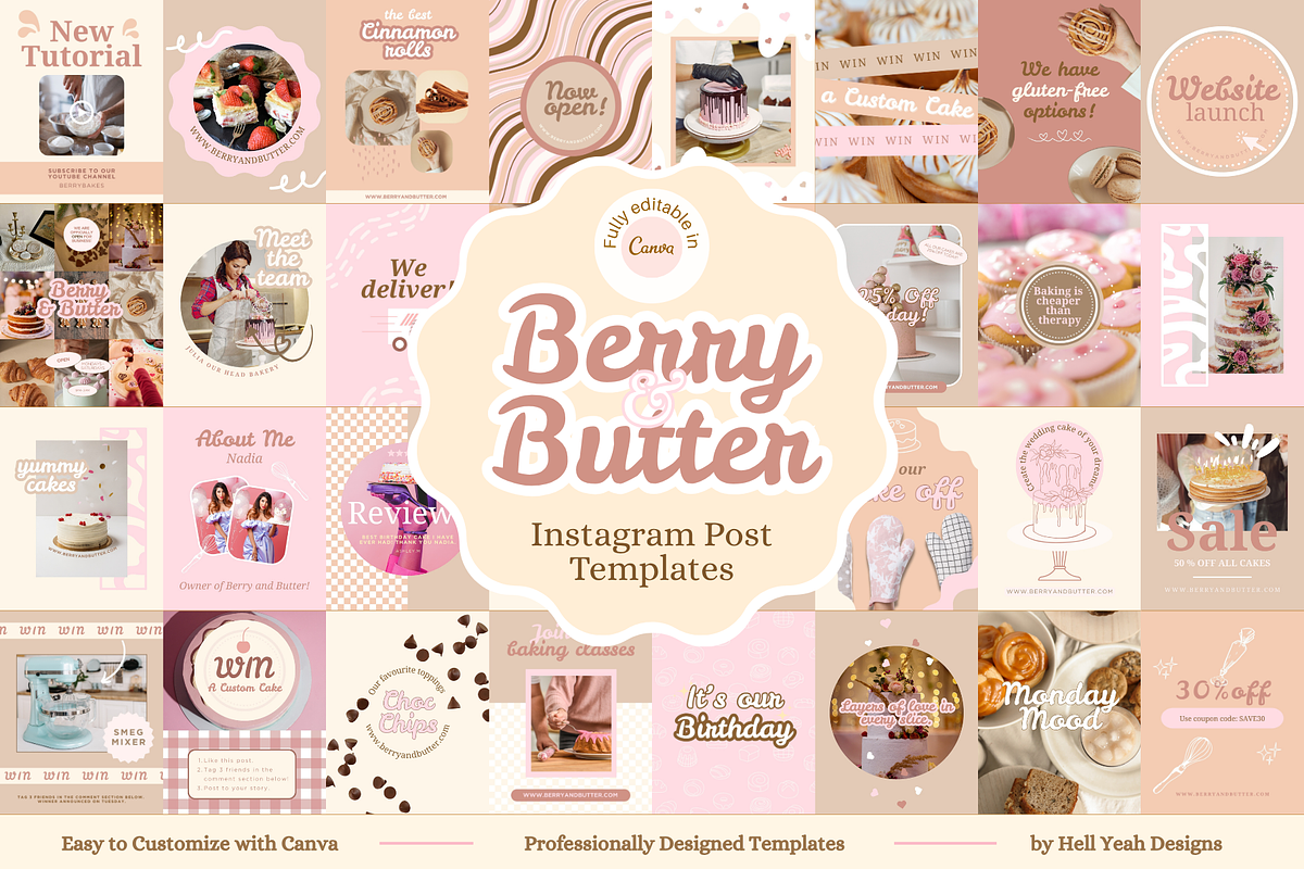 Bakery Instagram Bundle Templates, a Social Media Template by Hell Yeah Designs (Photo 4 of 12)