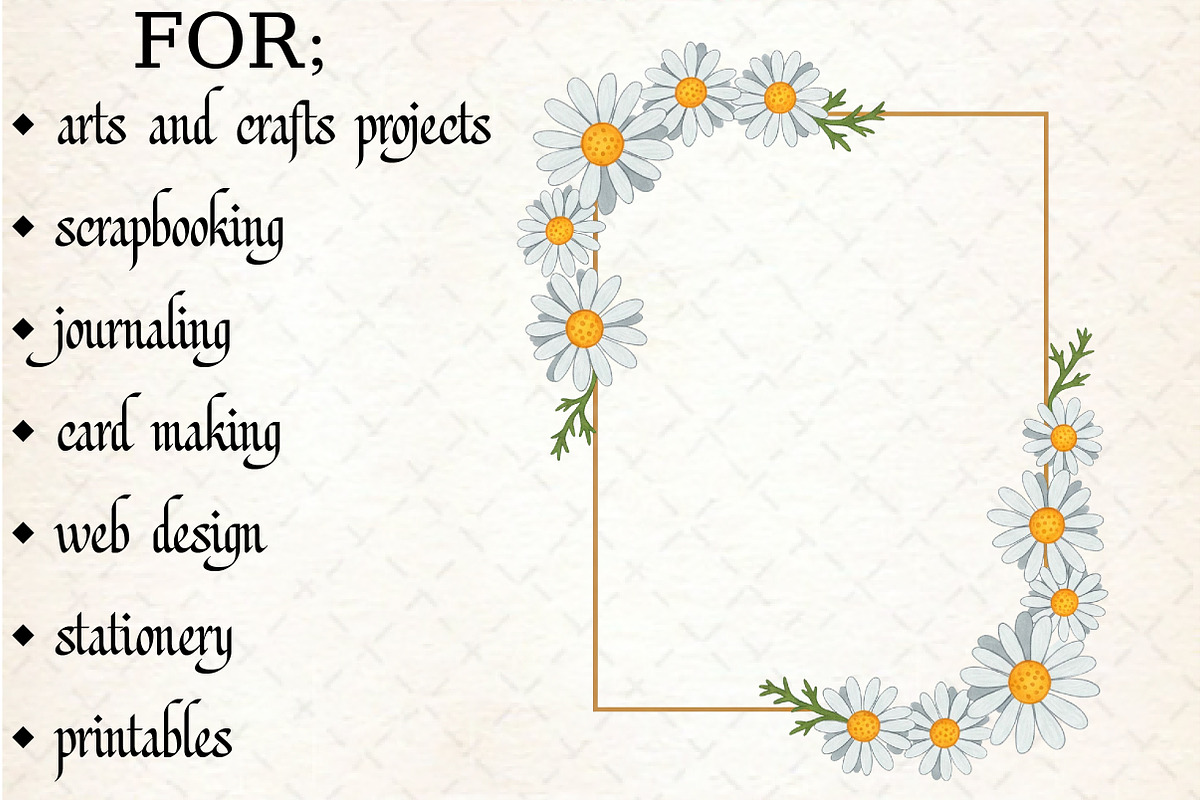 Watercolor Daisy Frame Clipart, an Illustration by Libby Wishes (Photo 6 of 8)
