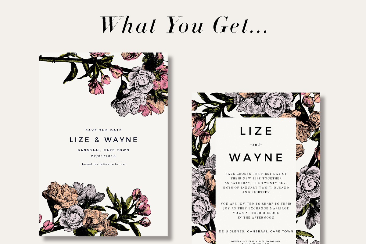 Floral Wedding Collection, an Invitation Template by Studio.lize (Photo 2 of 4)