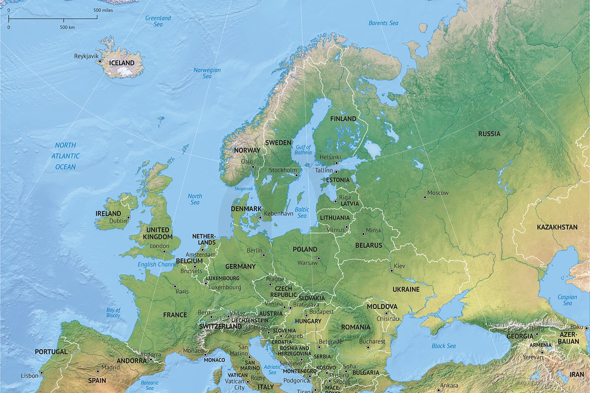 8 vector continent maps with relief, a Graphic by One Stop Map (Photo 3 of 7)