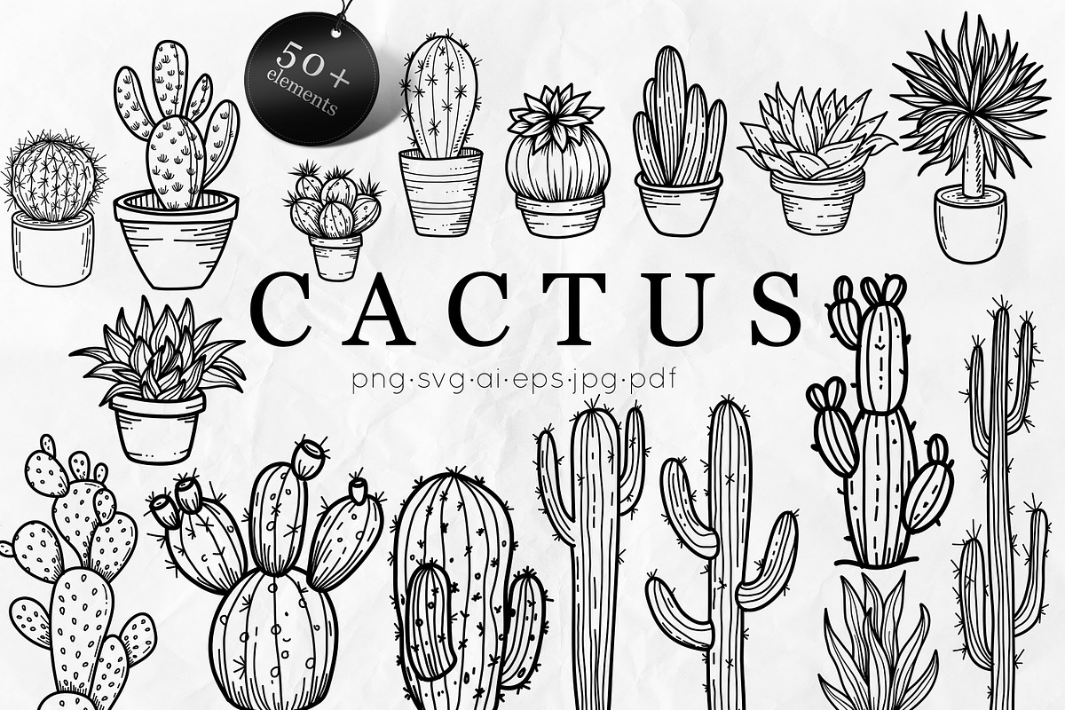 Cactus SVG Bundle | Succulent Art, an Illustration by Dervik Art Store (Photo 1 of 8)