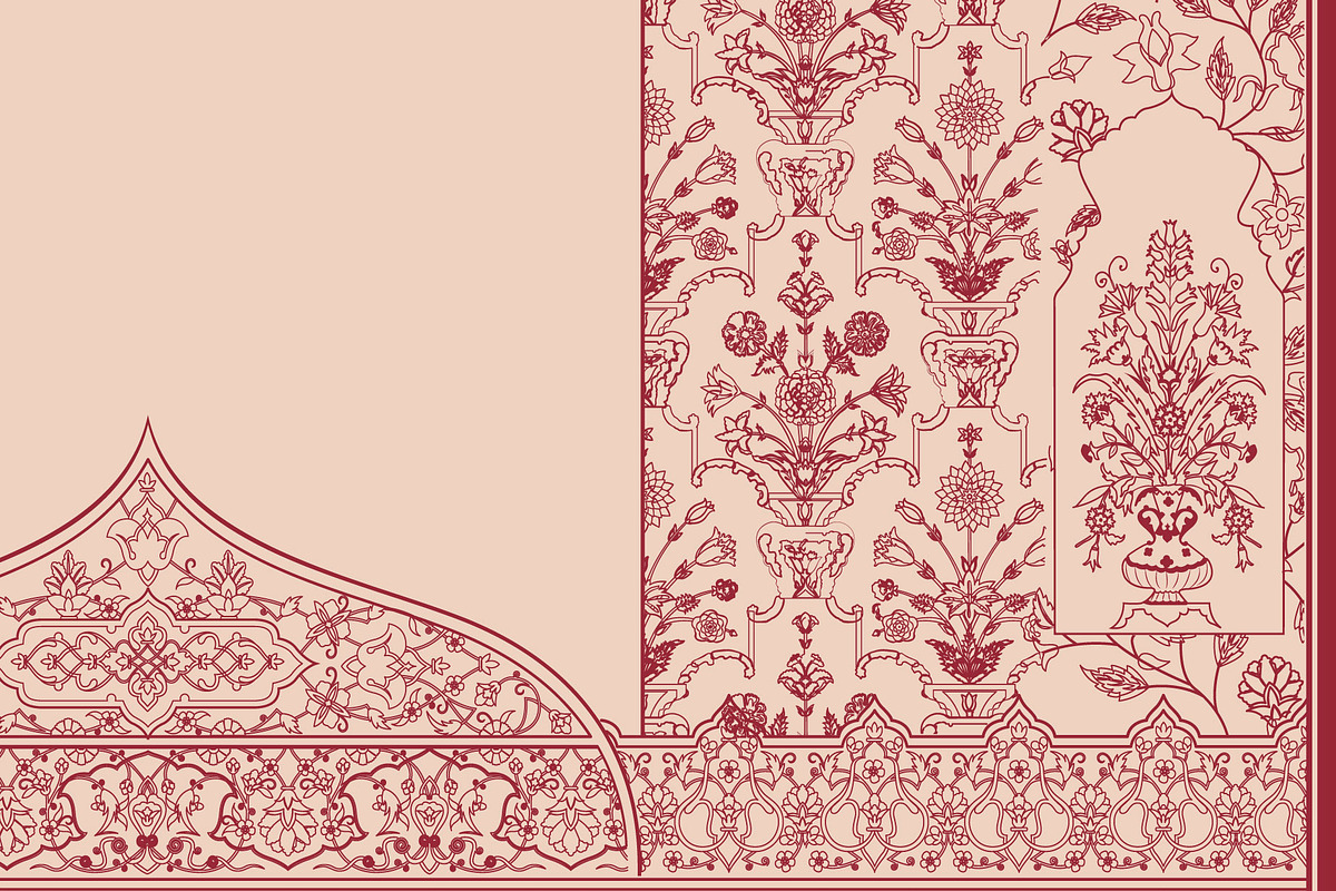 Islamic Mughal Decorative Frame, a Decorative Illustration by Mughal Wallpaper (Photo 2 of 3)
