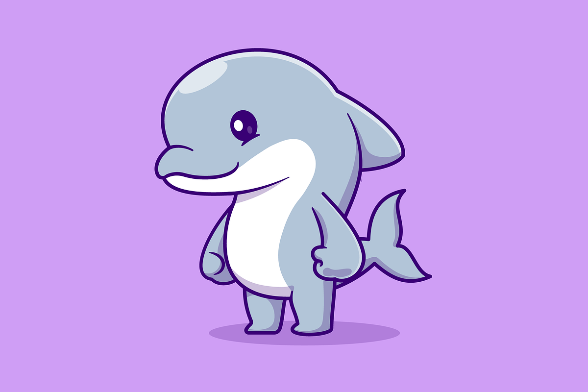 Cute Dolphin Standing Cartoon, an Animal Illustration by Catalyst Labs