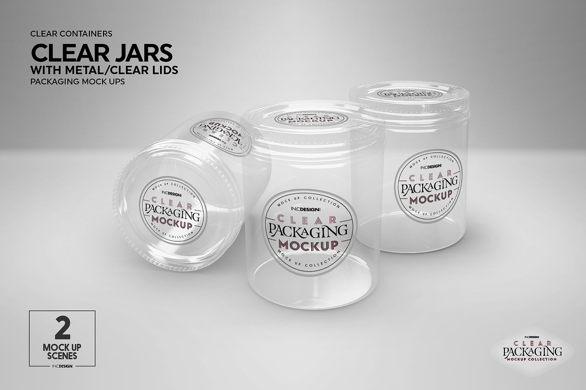 Jars with Metal /Clear Lids Mockup, a Packaging Mockup by INCDesign (Photo 2 of 13)