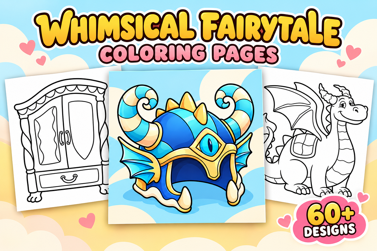 Fairytale Coloring Pages Vol. 4, an Object Illustration by Inkivelle Studio (Photo 1 of 3)