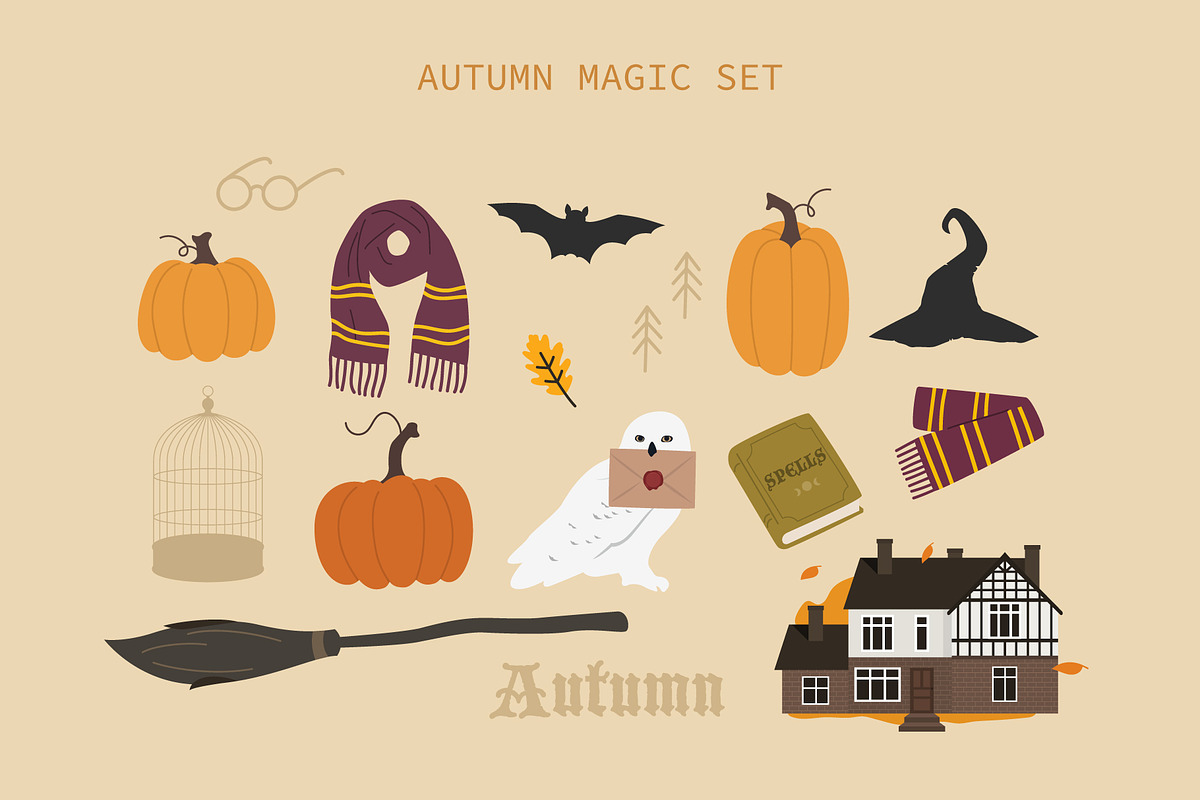 Magic - flat vector set, a Seasonal Illustration by yabluko_draws (Photo 4 of 8)