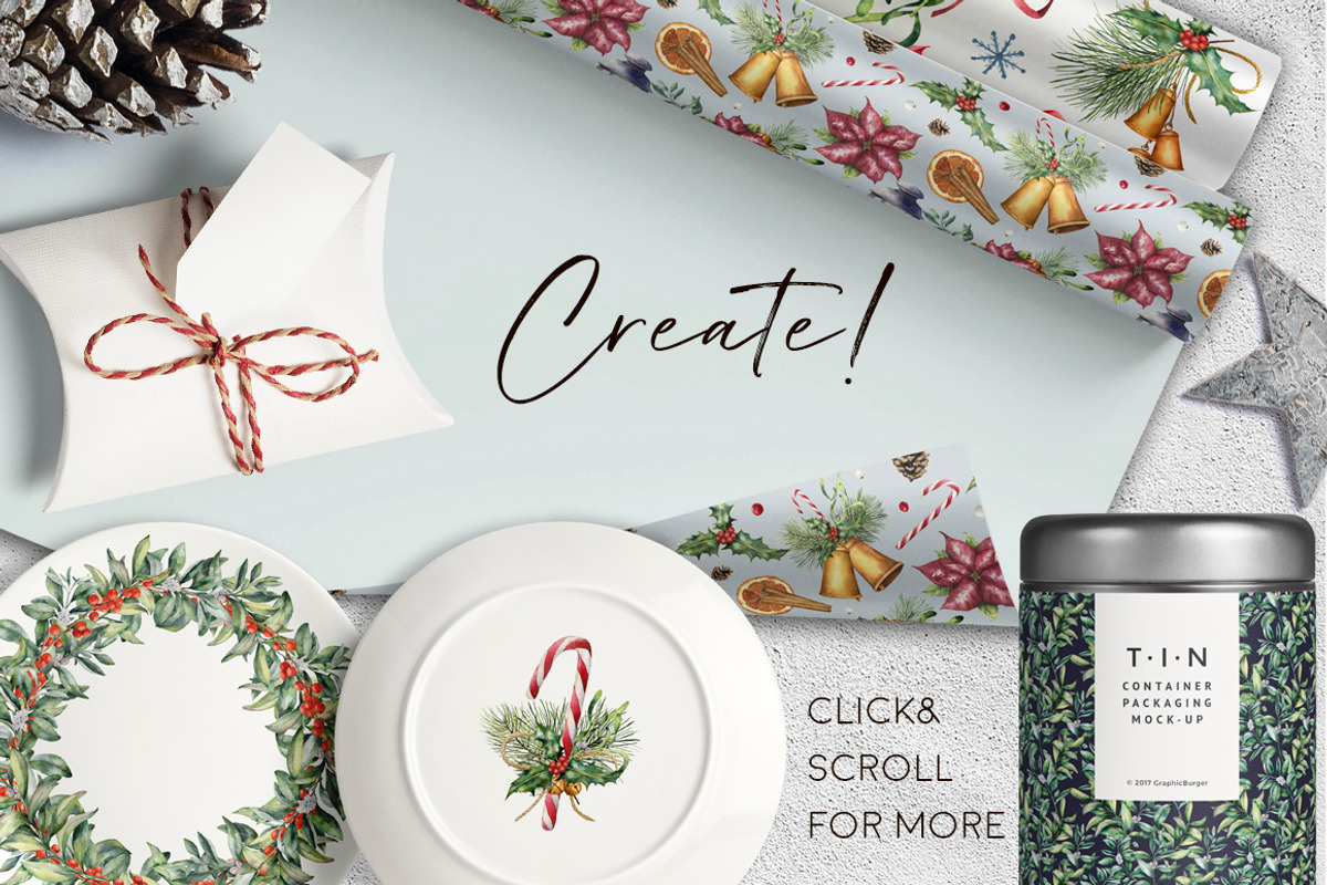 Elegant Christmas Watercolor clipart, a Seasonal Illustration by Yuliya Derbisheva (Photo 11 of 13)