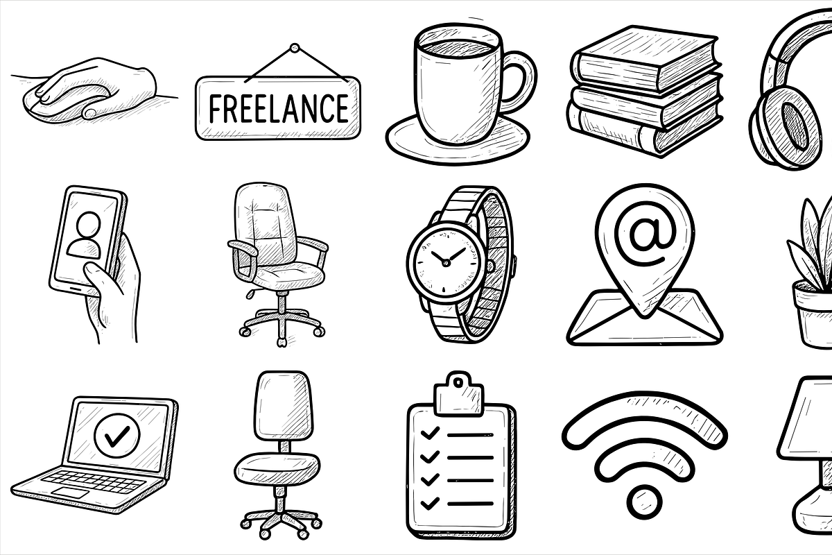 Freelance Work Icons, an Object Graphic by nikagraphic