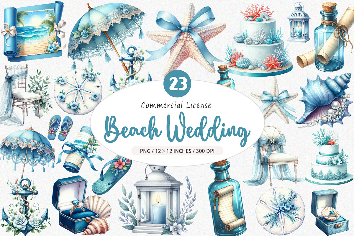 Beach Wedding Set Clipart, an Illustration by SinaCreation (Photo 1 of 5)