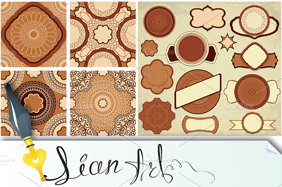 Vintage chocolate labels, patterns preview 2