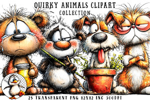 Quirky Animals Clipart, an Illustration by OK Design