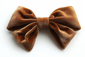 Brown velvet hair bow featuring a la, a Photo by Tanuart