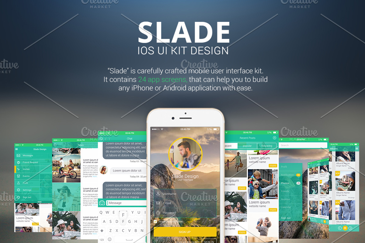 SLADE IOS UI KIT DESIGN, an UI Kit Template by Sladedesign (Photo 1 of 3)