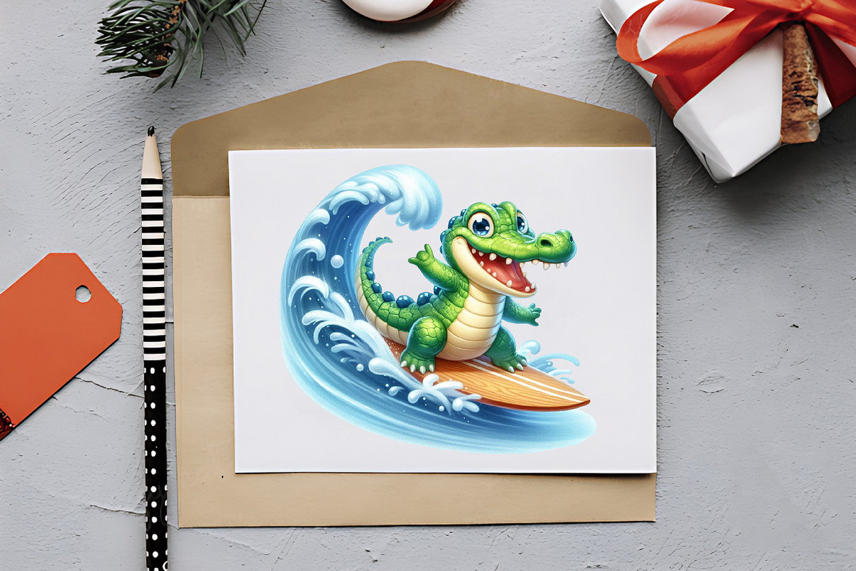 Summer Crocodile Character Clipart, an Illustration by RobertsArt (Photo 3 of 7)