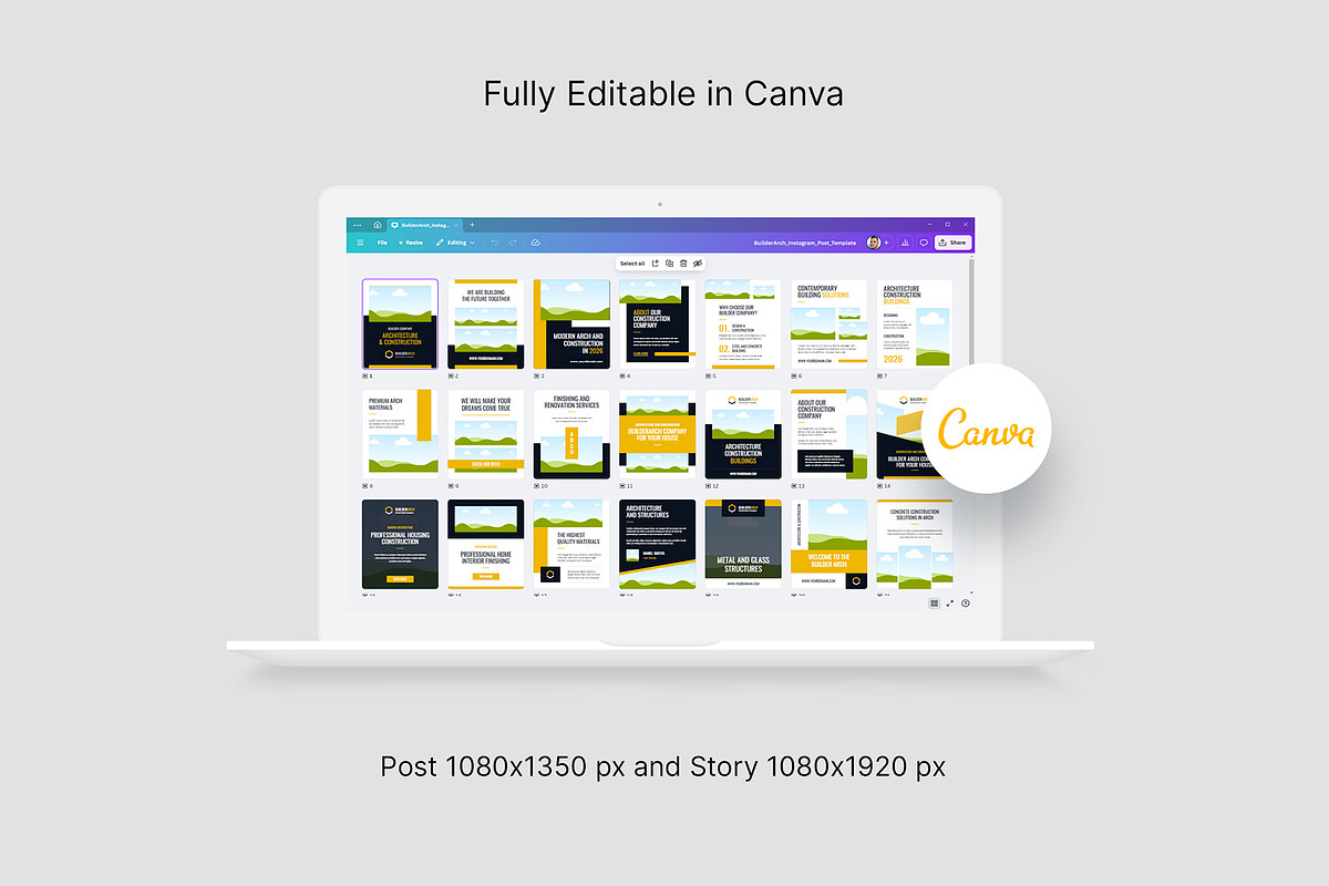 BuilderArch Instagram Canva Template, a Social Media Template by artbart (Photo 7 of 7)