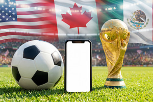 soccer ball, a phone, and a trophy, a Sports & Recreation Photo by itakdalee