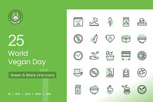 25 World Vegan Day Icons, an Icon by IconBunny