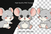 15 Bundle Watercolor Baby Mouse Grey, an Animal Illustration by Morspective (Thumbnail 2 of 8)
