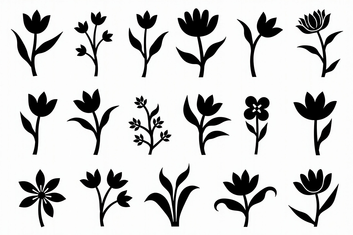 16 elegant black floral silhouettes, an Illustration by Amazin_art (Photo 13 of 17)