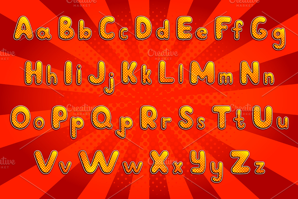Wow pop art comic alphabet preview 2