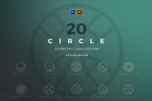 20 Circle geometric logos - outline, a Branding & Logo Template by VP Fonts