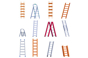 Step ladders. Cartoon ladder, wooden, an Object Illustration by Valerie Bodnar