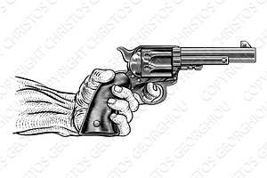 Hand And Western Cowboy Gun Pistol