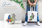 Garden Birds Watercolor Painted Set, an Animal Illustration by AnitaPol (Thumbnail 12 of 21)