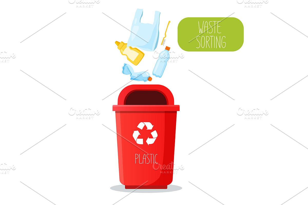 Zero waste concept. Plastic garbage, an Object Illustration by Elen_Art