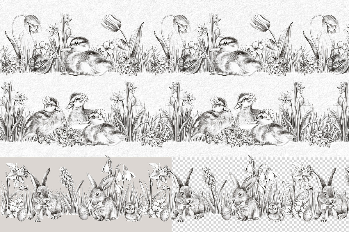 Happy Easter (cute animals), an Animal Illustration by Elena_Sedova (Photo 6 of 14)