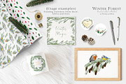 Watercolor Winter Forest Clipart, an Illustration by Ksenia Shmakova (Thumbnail 2 of 11)