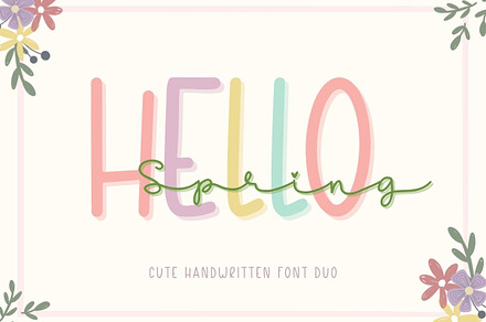 Hello Spring - Duo Font, a Handwritten Font by AnningArts