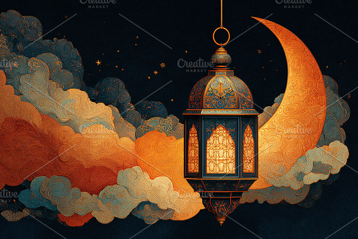 Vibrant lantern hanging crescet, a Background Photo by shahsoft (Photo 2 of 2)