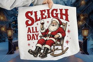 Vintage Sleigh All Day Christmas PNG, a Seasonal Illustration by Canvas Craft